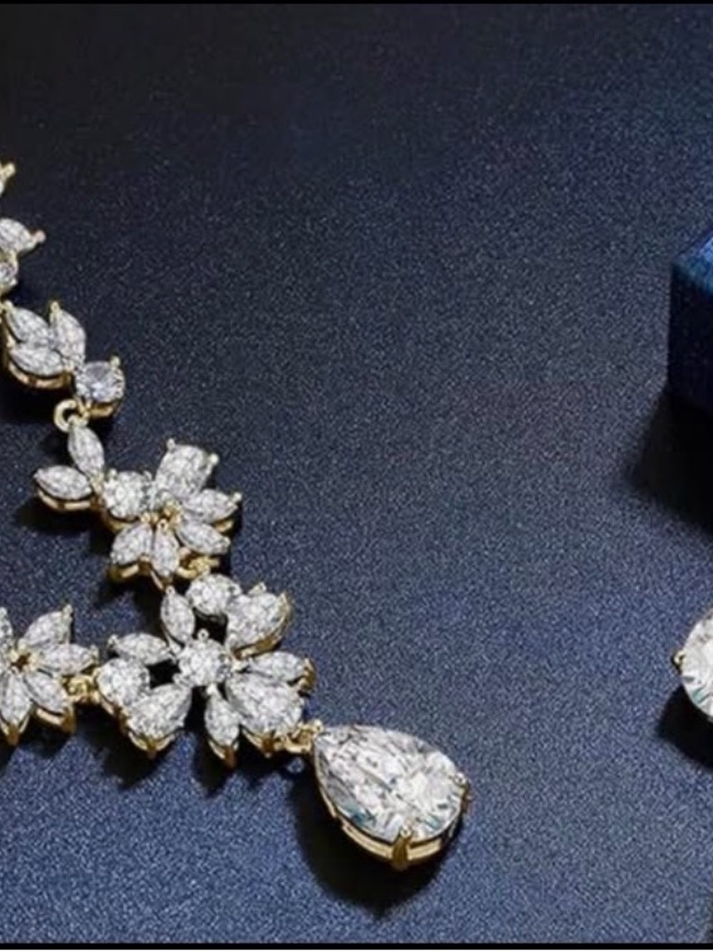 Cubic Zirconia Gold Plated Necklace and Earring Set